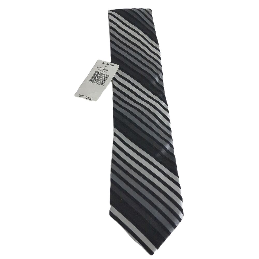 Ted Baker London Black And White Stripe Silk Tie New